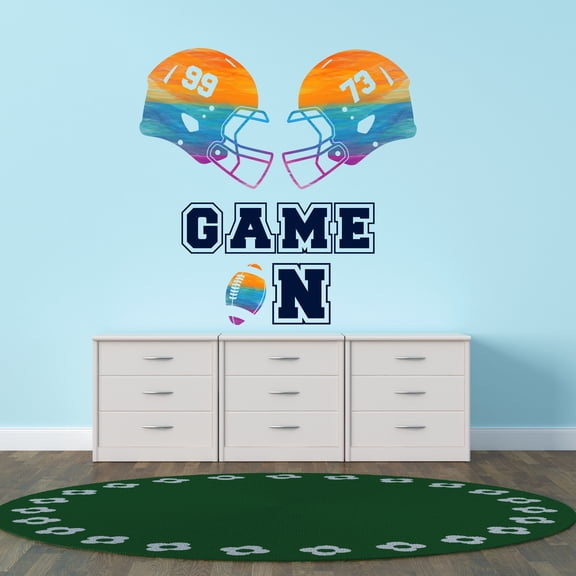 Sports Wall Decals for Boys Bedroom - Game On Attractive Lettering Helmet DIY & Creativity Boy Girl Bedroom Wall Sticker - Size: 10 In x 10 In