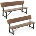 thumbnail image 1 of Costway 2 PCS 4-Person Bench with All-Weather HDPE Seat & Back Heavy-Duty Metal Support Brown, 1 of 9