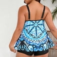 thumbnail image 3 of WREESH Womens Tankini Plus Size 2025 Spring Fashion Plus Size Conservative Skirt Style Two-Piece Swimsuit Suit Beach Bathing Suit Blue, 3 of 6