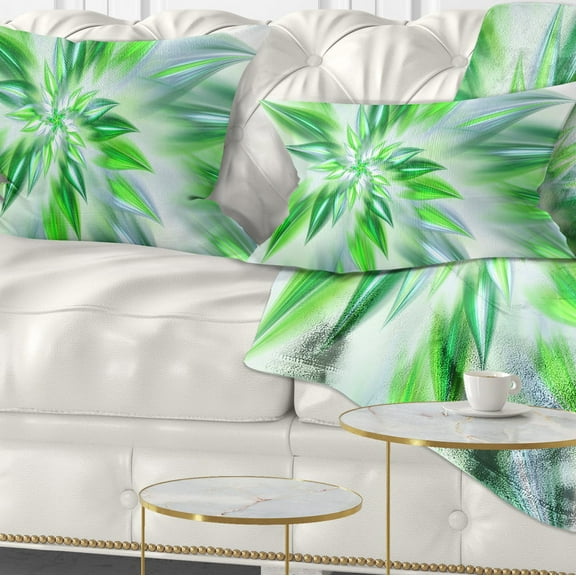 Designart Exotic Dance of Green Petals - Floral Throw Pillow - 12x20