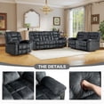 thumbnail image 7 of Bonzy Home 3-Piece Recliner Sofa Set, Single Chair, Loveseat & 3-Seat Sofa, Storage Console, Cup Holders, Gray, 7 of 7