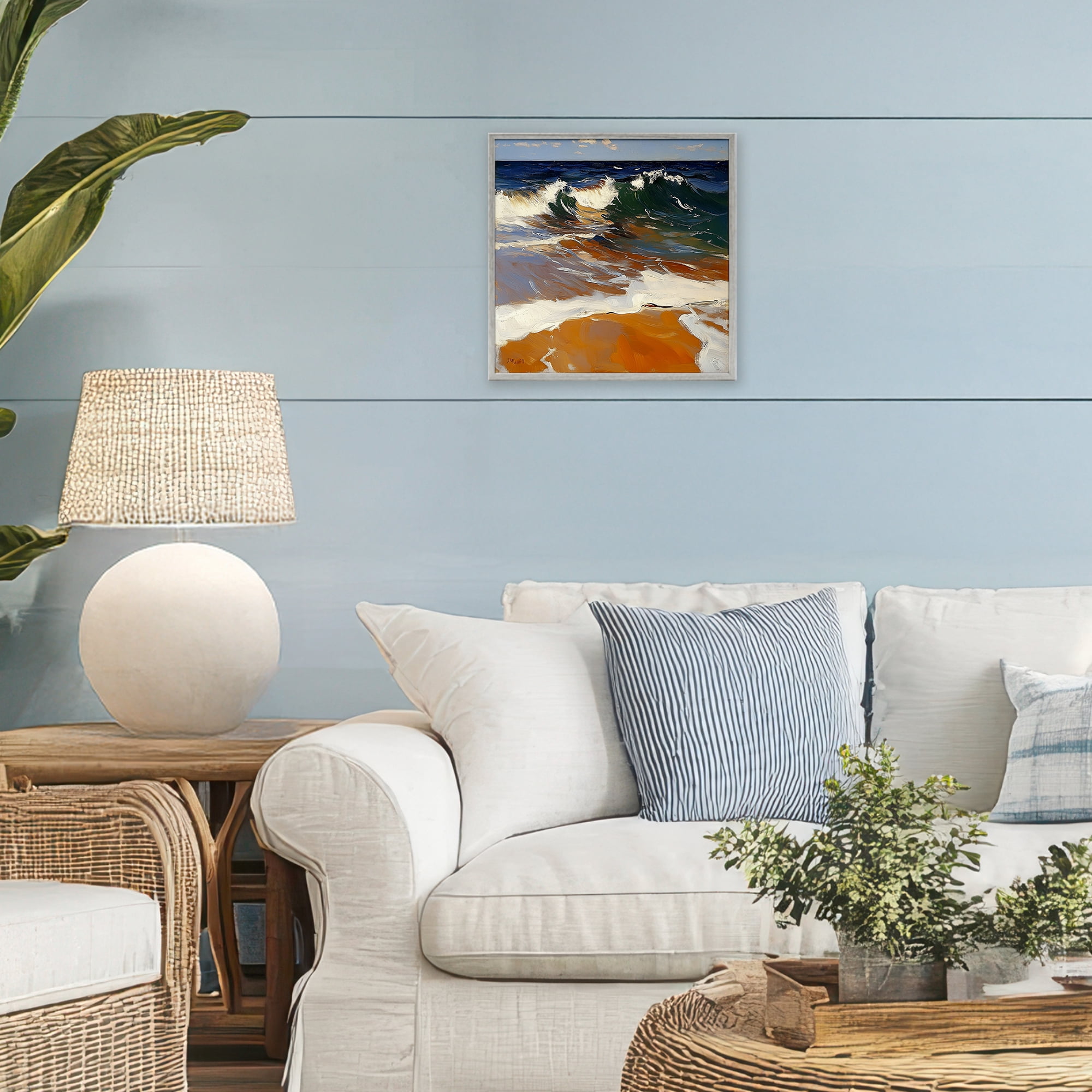 Stupell Industries Glassy Wave Break Gray Framed Giclee Art, design by Walker Noble