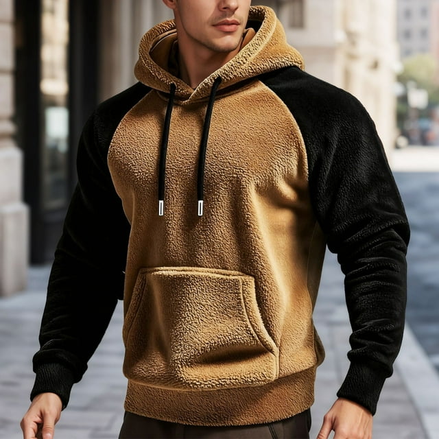 WILLBEST Sudadera con Capucha y Forro Europeo para Hombre, Otoño/Invierno, con Bloqueo De Color y Extra XXGrande