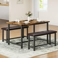 thumbnail image 1 of Dining Table Set for 4, Kitchen Table with Benches, Rectangular Dining Room Table Set with 2 Upholstered Benches, 3 Piece Dining Table Set for Small Space, Apartment, Studio, Retro Black, 1 of 6
