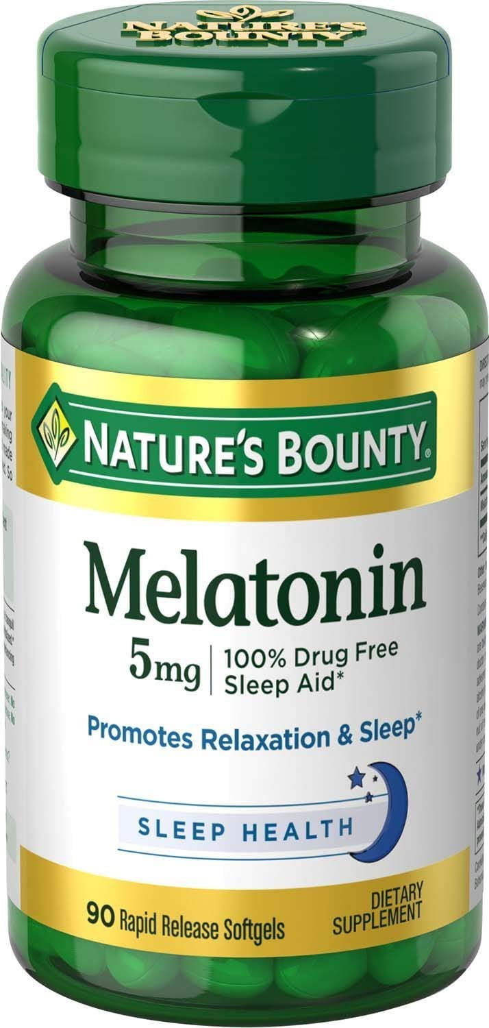 Nature's Bounty Melatonin 5 mg Softgels 90 ea (Pack of 2)