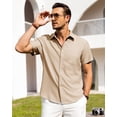 thumbnail image 2 of Camisa Alimens & Gentle de lino de manga corta para hombre, color caqui claro, XL, 2 of 5