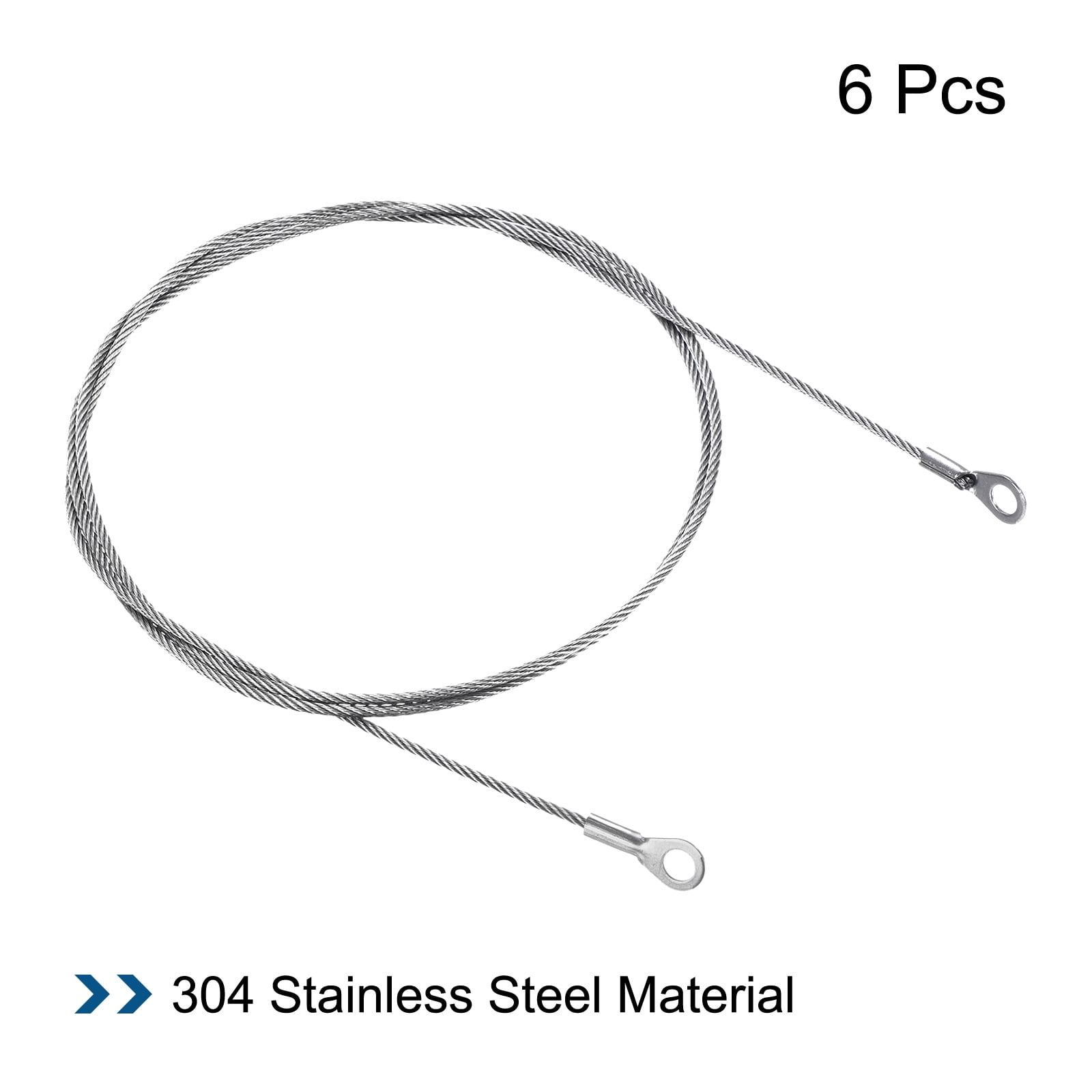 Unique Bargains Stainless Steel Lanyard Cable Eyelets Ended Wire Silver Tone 2mmx100cm