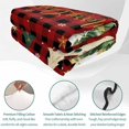thumbnail image 4 of Quilts Queen Size Bedding Set, Christmas Trees Lightweight Quilted Comforter, Gold Green Xmas Snowflake Pine Plaid Red Soft Reversible Bedspread Coverlet with Pillow Covers for All Season, 90" x 96", 4 of 9