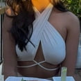 thumbnail image 2 of Honeeladyy Clearance under 10$ Crisscross Cut Out Vest for Women Sexy Halter Wrap Bandage Self Tie Crop Tops Backless Sleeveless Summer Tank Tops White, 2 of 8