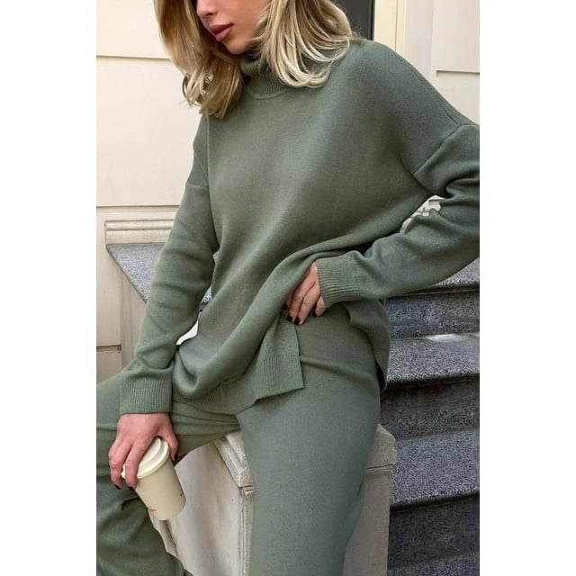 Suéter Suéter de punto suelto Europa y América Cuello alto Mujer Otoño/Invierno