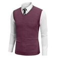 thumbnail image 3 of SAATLERI Mens Vests Casual V Neck Knitted Sleeveless Pullover Sweaters Knitwear Solid Plain Slim Fit All Match Business Tops, 3 of 6