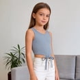 thumbnail image 6 of Coerni Girls Sleeveless Tank Top Tie Knot Front Tops T Shirts for Kids Crewneck Cute Casual Athletic Undershirt Crop Top Cute Vest, 6 of 7