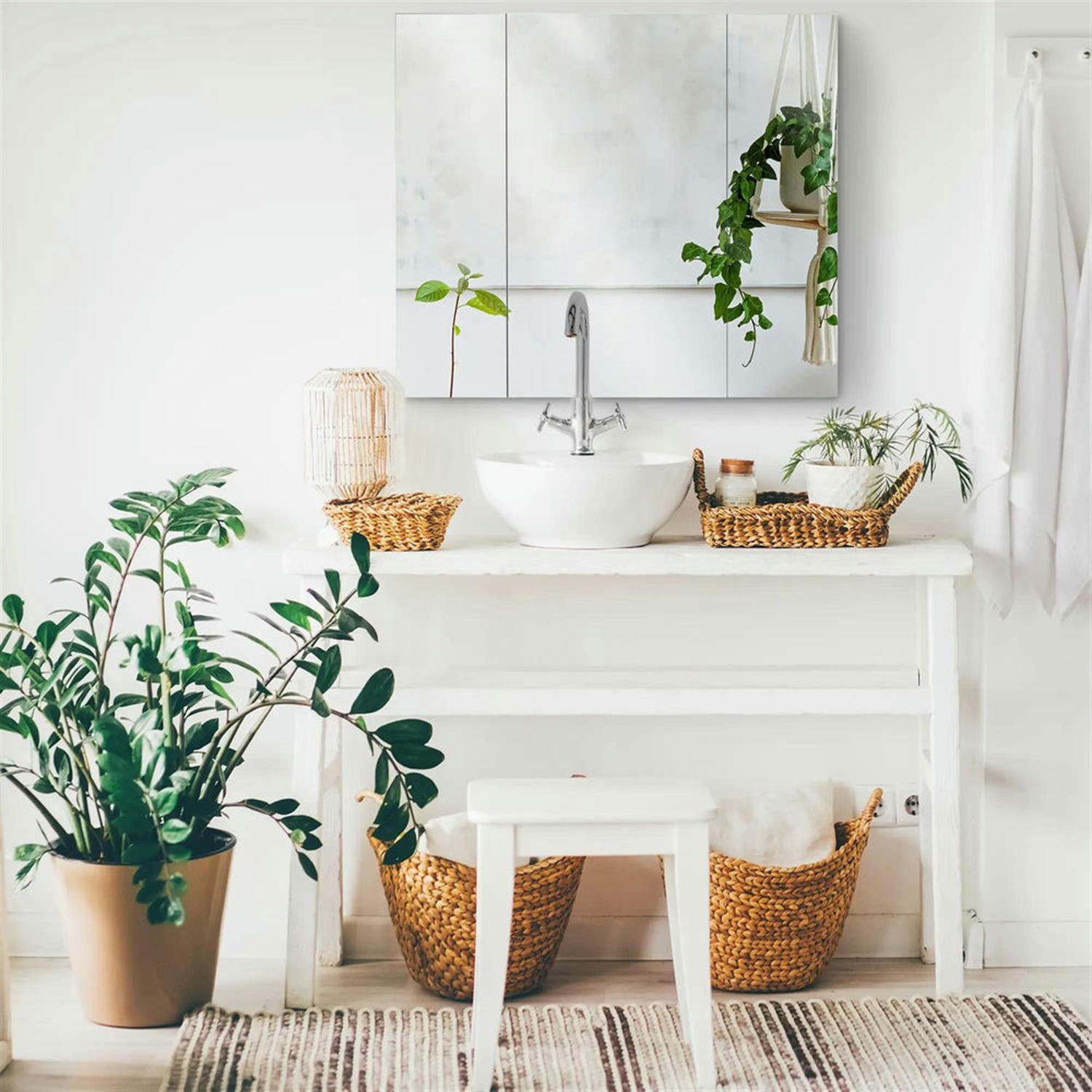 Demi Bonn Wall-Mounted Medicine Cabinet with Mirror, 3-Door Storage, Adjustable Shelves for Bathroom Organization, White