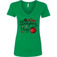 thumbnail image 3 of Inktastic Ladybug Hugs with Cute Ladybug and Flowers Women's V-Neck T-Shirt, 3 of 5