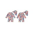 thumbnail image 2 of BemeyourBBs Toddler Baby Girl Boy Swimsuit with Sun Hat Infant Bathing Suit Coral Dinosaur Pawpaw Swim Ring Printed Long Sleeve Half Zipper Rash Guard Swimwear Summer Beachwear, 2 of 9