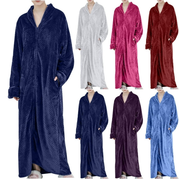 Elainilye Fashion Womens Pajama Sets Zip-up Pajamas Homewear Long-sleeved Pajamas Nightgown Robes Sleepwear,Blue