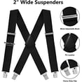 thumbnail image 4 of HL Mens Suspenders X-Back 2" Wide Adjustable Solid Straight Heavy Duty Clip Suspenders for Men, 4 of 8