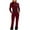 Burgundy, variant on Womens Fashion Stretchy Bodysuit Long Sleeve Solid Color Slimming Jumpsuit High Neck Yoga One Piece No Belt