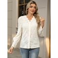 thumbnail image 3 of Blusa LUXVEER de encaje para mujer, manga larga, cuello en V, 3 of 6