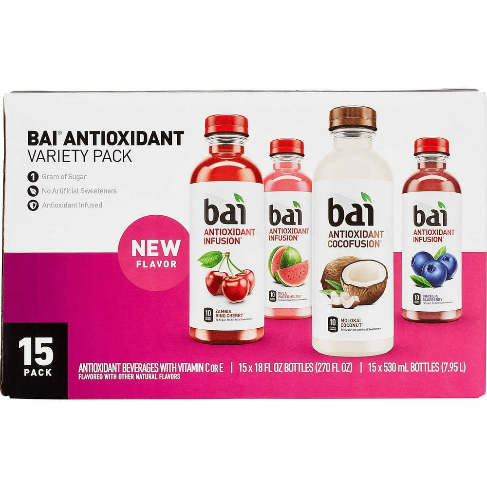 Bai Antioxidant Infusion, Coastal Variety Pack, 18 Fluid Ounce (15