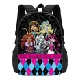 thumbnail image 1 of Monster High Backpack 3Set Cartoon Character Creative Print Knapsack Casual Lightweight Spacious field pack, 1 of 5