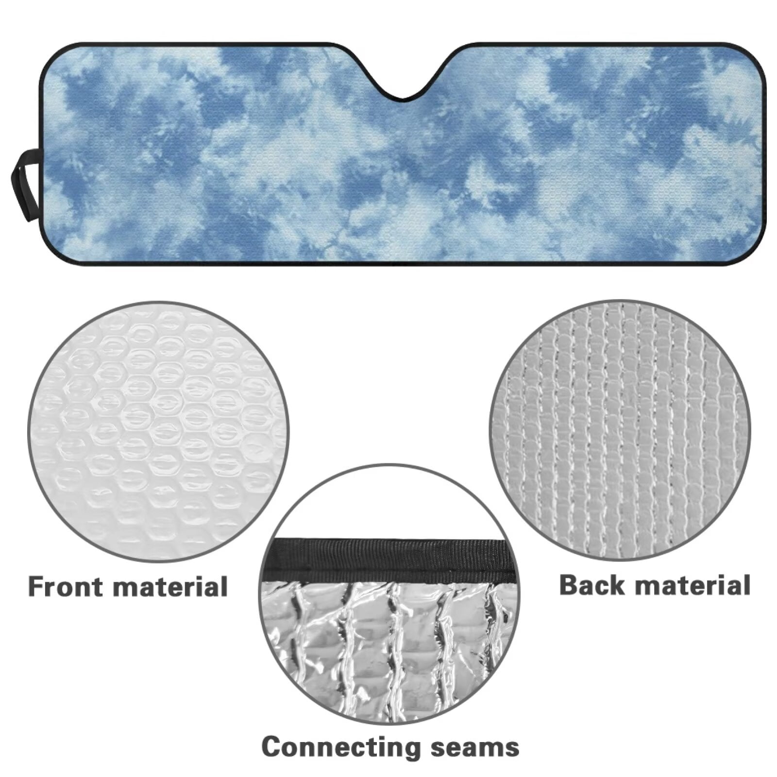 Uorisanigo Windshield Sun Shade, Blue Tie-Dye Print Car Sunshade for Jeep Wrangler, Compass, Gladiator & Renegade,Sun Shade Windshield Cover,UV Ray & Heat Block Heat Shield Shades