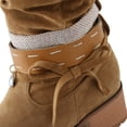 thumbnail image 3 of B91xZ Bottes Mi-Mollet pour Femmes Mode Fermeture Éclair Grande Boucle Talon Plat Décontracté Bout Rond, Noir 8, 3 of 5