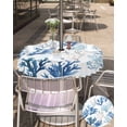 thumbnail image 5 of Fsddascl Blue Coral Coastal Outdoor Tablecloth - 60 Inch Round Dining Table Cover, Summer Watercolor Ocean Waterproof Outdoor Table Cloth with Umbrella Hole & Zipper for Picnic/Patio/Party, 5 of 7