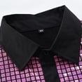 thumbnail image 3 of Mens Lapel Sequin Dress Shirt 70s Disco Costume Sparkle Party Short Sleeve Button Down Shirts, 3 of 6