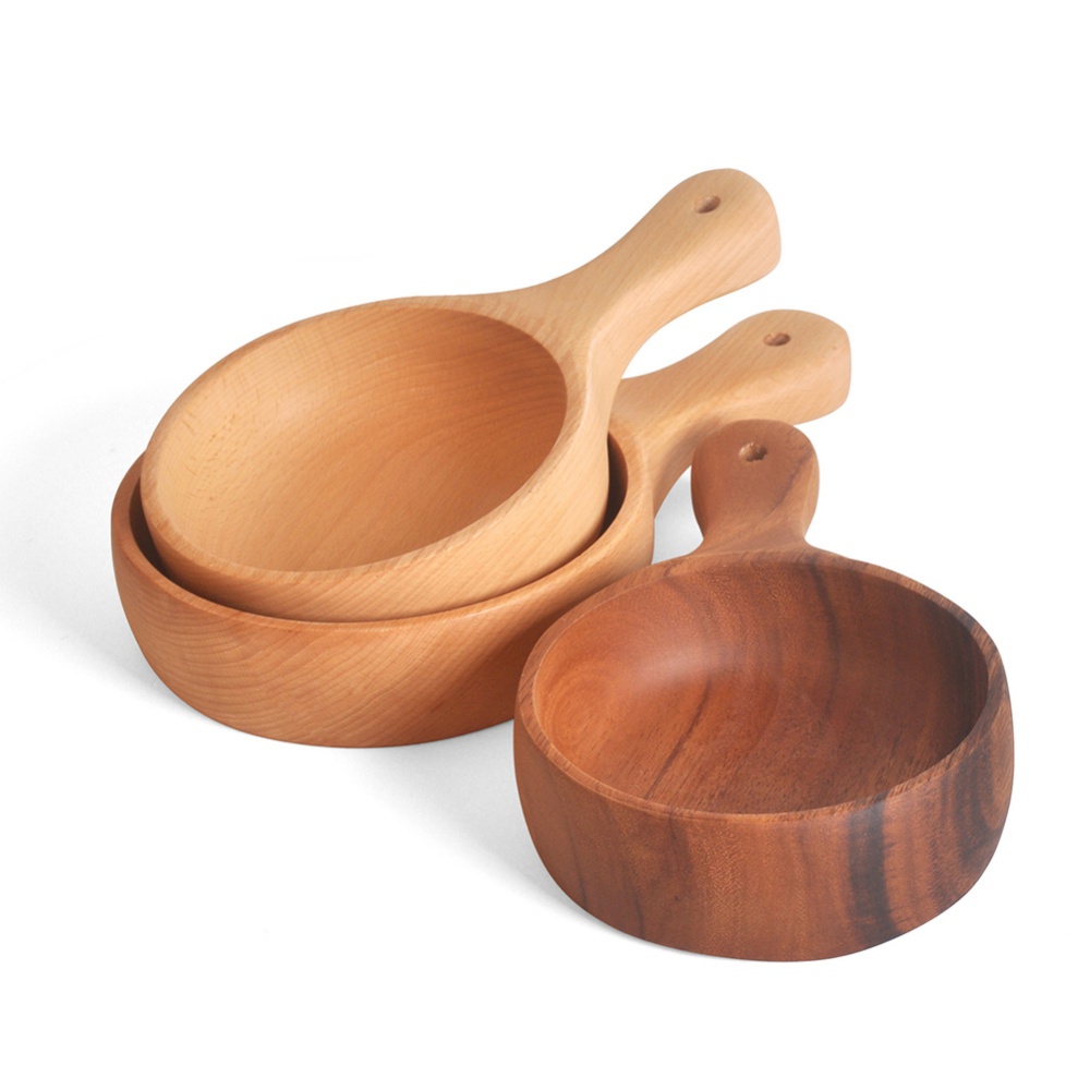 Wooden Onion Soup Bowls, Single Handle Soup Bowls for Chowder, Beef