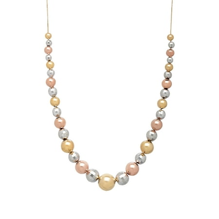 Gradient Bead Strand Necklace in 10kt Yellow & Rose Gold-Bonded Sterling Silver