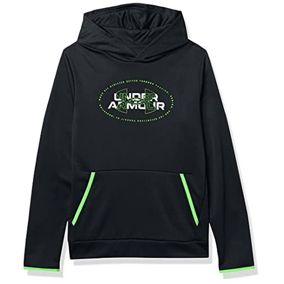 Boys' Armour Fleece Mission Hoodie , Black (002)/Stadium Green , Youth X-Large