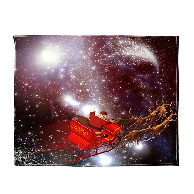 GUOOL Christmas Flannel Blanket Throw Rug for Sofa Couch Sleigh_2 150x200cm