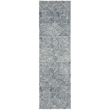 SAFAVIEH Abstract Brock Geometric Runner Rug, Blue/Ivory, 2'3" x 20'