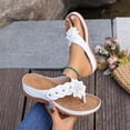 thumbnail image 2 of Yyuenw Women Summer PU Slip On Wedge Slides Open Toe Flower Thong Walking Casual Sandals, 2 of 9