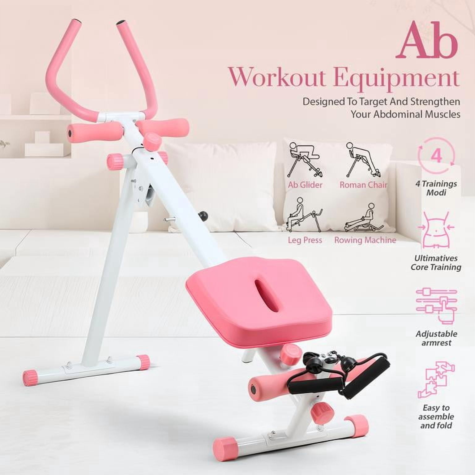 Korogimeeet 4-in-1 Rowing Machine, Ab Glider Roman Chair Leg Press, 120kg Bearing Capacity, Comfortable 3D Seat, Smooth Quiet Slide Rail, 53 x 14 x 13 Inch