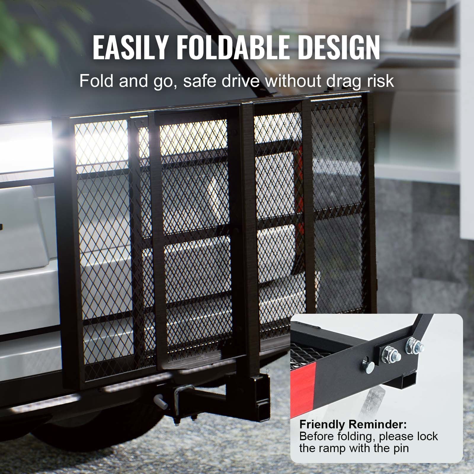Hitch Mount Wheelchair Carrier 45.3x25.6in Platform, 2in Receiver Heavy Duty Mobility Scooter Rack, Universal for SUV Truck Van Vehicle Transport