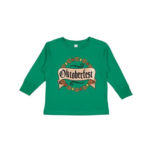 Inktastic Oktoberfest Pretzels and Leaves Boys or Girls Long Sleeve Toddler T-Shirt