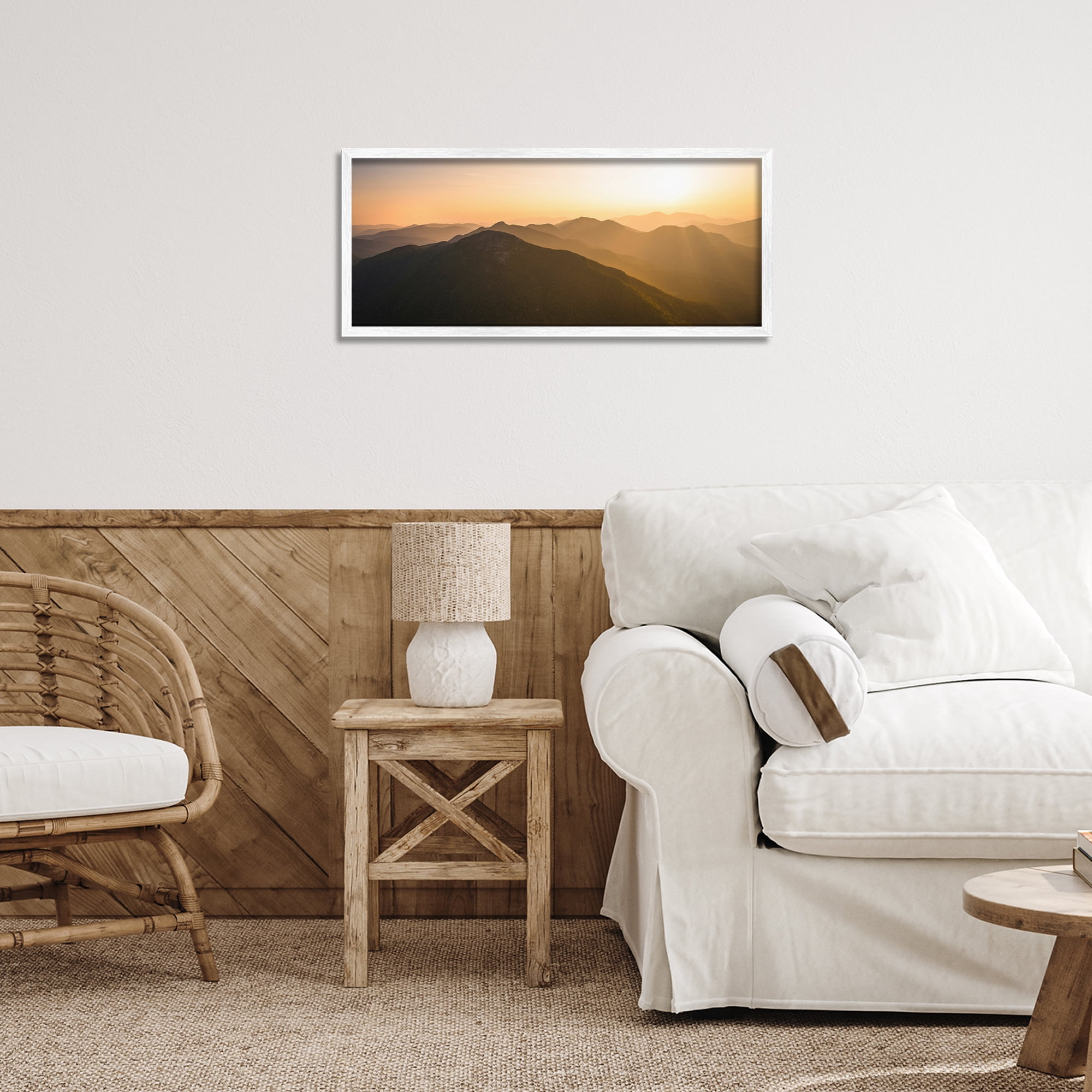 Stupell Industries Sunrise Over The Adirondacks White Framed Giclee Art, design by Jonathan Zaharek