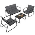 thumbnail image 1 of Yeshouse Juego de conversación para patio de 4 piezas en textileno, incluye sofá de dos plazas, 2 sillas individuales y mesa de centro de vidrio templado para patio, jardín, piscina y balcón, 1 of 8