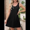 thumbnail image 4 of Vestidos de Mujer Sin Mangas con Cuello en V y Bolsillos, Color Negro, Talla S, 4 of 5