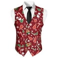 thumbnail image 5 of Yuyamidu Snowman Men's Suit Vests Christmas Casual Formal Dress Vest Size M Xmas Tree Business Slim Fit Waistcoat Vest with 3 Real Pockets for Suits Tuxedo, Red, 5 of 7
