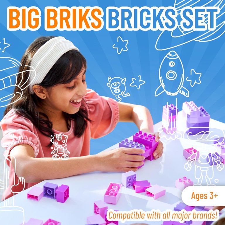 Strictly Briks Big Briks - Klassieke bouwplaat - 100% compatibel met alle grote merken - grote noppen voor peuters - goed passende stapelbare bouwplaat - grijs - 35 x 41,5 cm