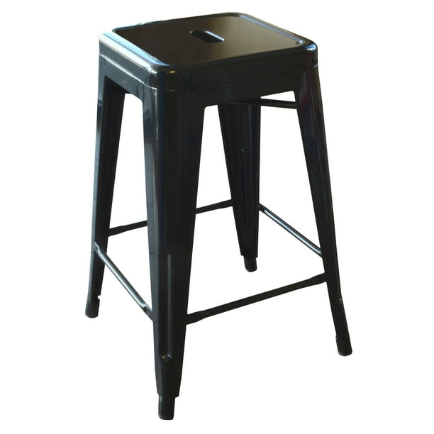 AmeriHome Loft 24" Metal Bar Stool, Black