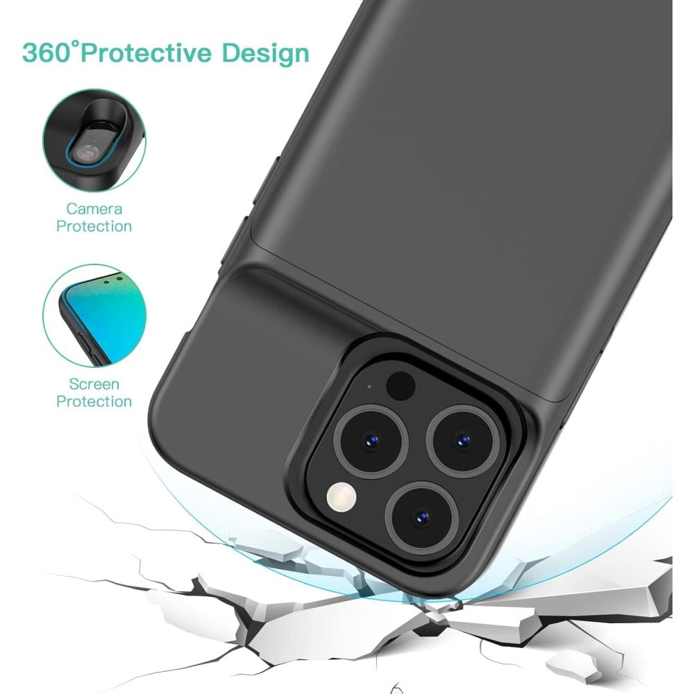 Owyfho Battery Case for iPhone 12/12 Pro,Upgraded 6800mAh Ultra-Slim Battery Charging Case,Rechargeable Protective Extended Battery Charger Case for iPhone 12/12 Pro (6.1inch)-Black
