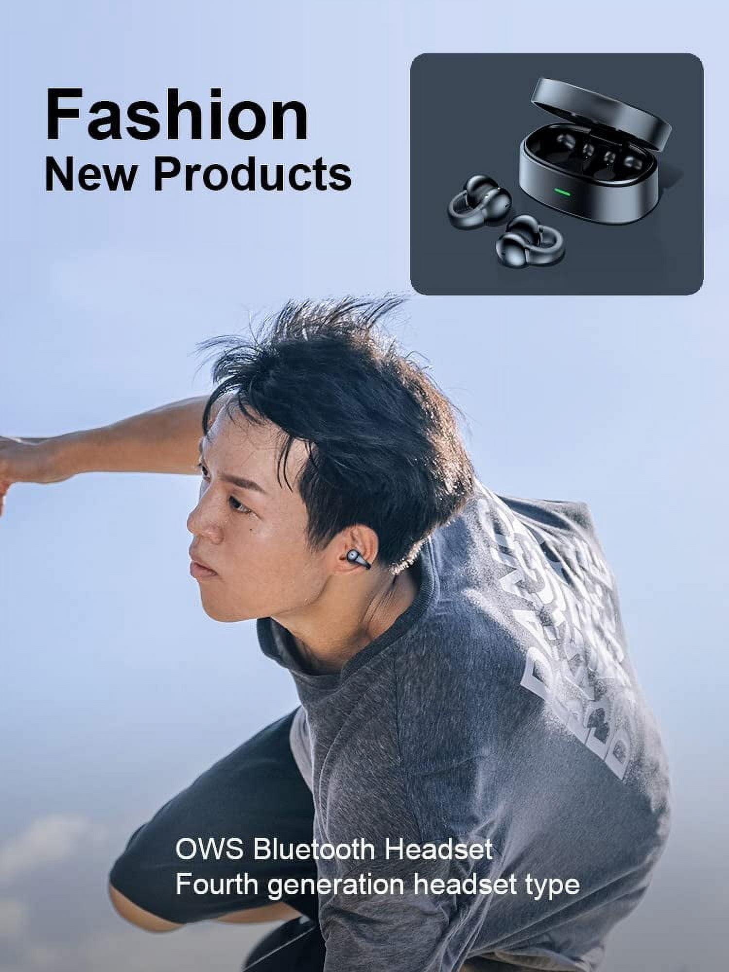 Wireless Ear-Clip TWS Earphones Bluetooth Earbuds for Samsung Galaxy S25/Edge/Plus/Ultra - Bone Conduction Headphones True Stereo Charging Case Hands-free Mic Headset
