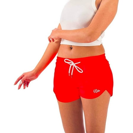 Womens Solid Bright Colored Quick Dry Swim Trunks  Swimwear  Bathing Suits  Swimming Shorts for Women  Fluorescent Orange  Small
