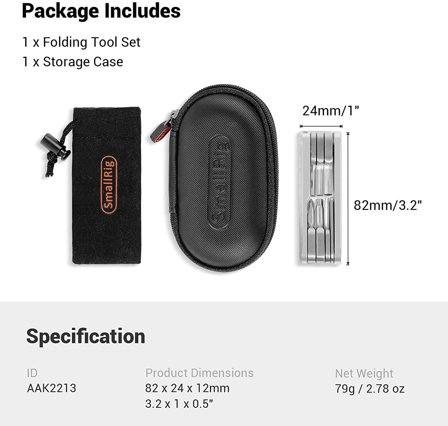 SmallRig, 82 x 24 x 12 mm High Quality Durable, Folding Tool Set