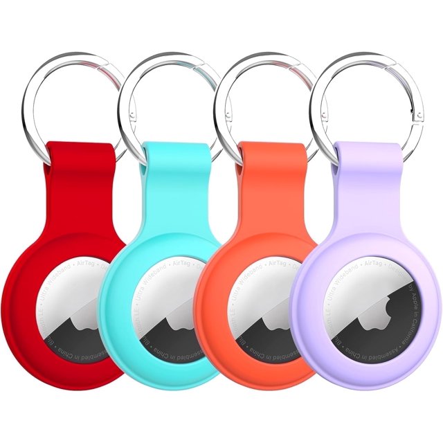 Compatible with AirTag Case Keychain Air Tag Holder Silicone AirTags Key Ring Cases Tags Chain Apple GPS Item Finders Accessories 4 Pack