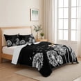 thumbnail image 5 of Twin Quilt Set 68''x86'', White Dandelion Lightweight Summer Bedspread Coverlet Set with 2 Pillow Shams, Spring Flowers Botanical Vintage Black Breathable All Season Quilt Bedding for Dorm/Bedroom, 5 of 9